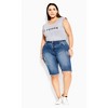 CITY CHIC | Women's Plus Size Turn Up Distressed Detail Knee Length Short - mid denim - 16W - image 3 of 4