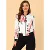 INSPIRE CHIC Women's Stand Collar Floral Prints Zip Up Lightweight Short Jacket - 2 of 4