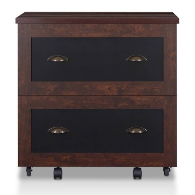 Garon Rustic 2 Drawer Filing Cabinet Walnut- miBasics