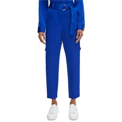 Calvin Klein Womens Satin Belted Casual Cargo Pants