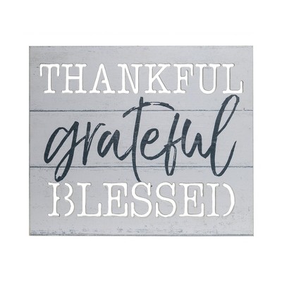 16"x20" Thankful Grateful Blessed Wood Plank Wall Art White - Patton Wall Decor