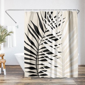 71x74 Abstract Leaf Shower Curtain - 100% Polyester - Water-Resistant Bath Curtain - 1 of 4