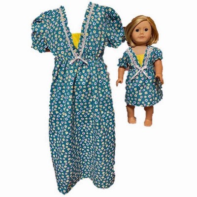 Doll Clothes Superstore Size 6 Green Flower Matching Girl And Doll Nightgowns