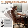 Bestier Executive Office Chair, PU Leather Big and Tall Office Desk Chair with Footrest Lumbar Support, Adjustable Reclining Height, Brown - 3 of 4