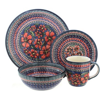 Blue Rose Polish Pottery Zaklady Dinnerware (4 PC)