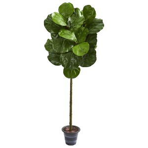 Nearly Natural 4-ft Fiddle Leaf Artificial Tree With Decorative Planter - 1 of 1