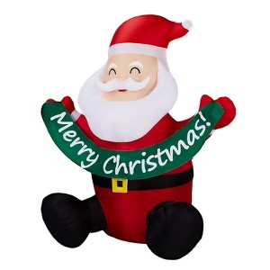 FONTOI 6FT Christmas Inflatable Santa Claus Holding Banner Funny Holiday Yard Decoration for Outdoor Party, Multicolored, 6.3"*6.3"*9.84" - 1 of 4