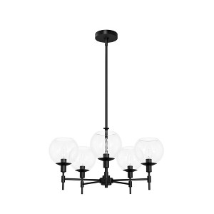 Hunter Fan Xidane with Clear Glass 5-Light Chandelier Ceiling Light Fixture Matte Black - 1 of 4