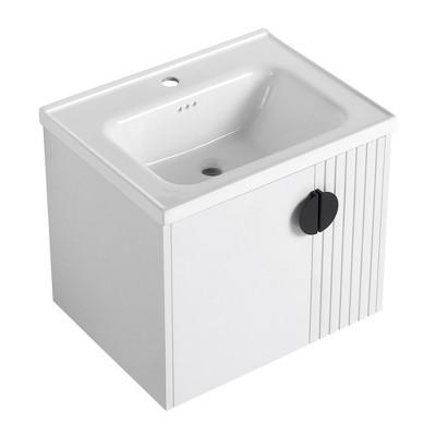 Modern Bathroom Vanity Cabinet With Sink, Wall Mounted Floating Bathroom Vanity And Sink Combo With Soft-Close Door