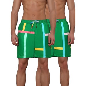 Lars Amadeus Men's Colorful Drawstring Elastic Waist Board Shorts 2 Pcs - 1 of 4