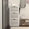TIRAMISUBEST Farmhouse Shoe Cabinet - White Wood 3-Door Organizer, Adjustable Shelves for Entryway/Mudroom (20"W) - 4 of 4