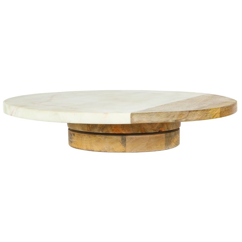Gibson Laurie Gates 16 Inch Lazy Susan in Natural Wood and White Marble, 2 of 6