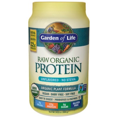 Garden of Life Organic Raw Protein Powder - Unflavored 20 oz