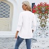 Womens Cute Notch V Neck T Shirts Ruffle 3/4 Length Sleeves Blouses Casual Loose Eyelet Tunics - 4 of 4