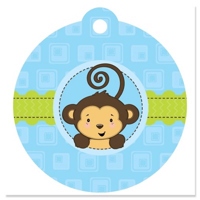 Big Dot of Happiness Blue Monkey Boy - Baby Shower or Birthday Party Favor Gift Tags (Set of 20)