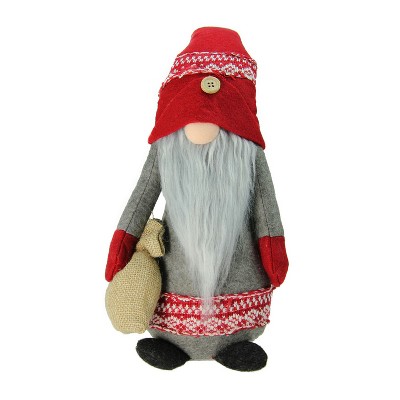 Northlight Nordic Gnome with Burlap Sack Christmas Figure - 25" - Red and Gray