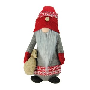 Northlight Nordic Gnome with Burlap Sack Christmas Figure - 25" - Red and Gray - 1 of 3