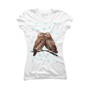 Junior's Design By Humans Christmas owl By kodamorkovkart T-Shirt - 1 of 3