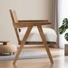 Mid Century Modern Accent Chair, Comfy Living Room Chairs with Sturdy Wood Legs, Rattan Backrest & Beige Thick Linen Cushion - 2 of 4
