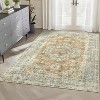 Vintage Washable Area Rugs, Low Pile Soft Carpet with Distressed Trellis Pattern, Foldable Thin Indoor Accent Rug for Living Room Bedroom Dining Room - 2 of 4