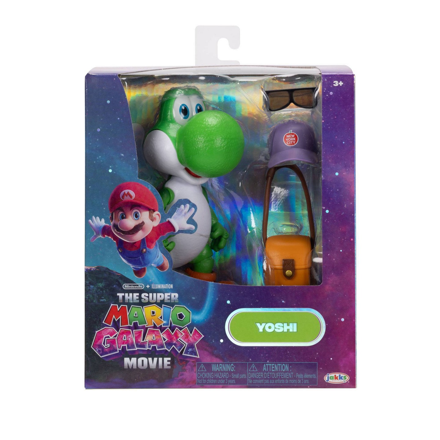 Детские фигурки Nintendo The Super Mario Galaxy Movie - 5” Figure Series – Yoshi Figure with Hat, Sunglasses, and Satchel Accessories — фото 2