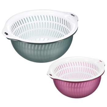 Unique Bargains Colander Set Kitchen Food Strainer Bowl Vegetable Washer Basket
