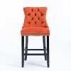 CAVINAS Set of 2 Velvet Upholstered Bar Stools with High Back, Solid Wood Legs, Button Tufted Decoration & Chrome Nailhead Trim - 3 of 4