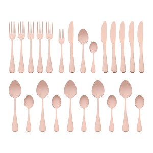 REGALWOVEN 24 Pieces Stainless Steel Mirror Polished Flatware Set with Supporting Shelf Silverware Set - 1 of 4