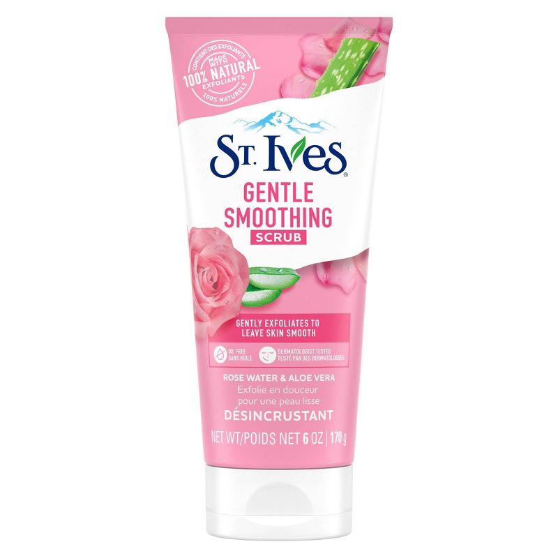 St. Ives Gentle Smoothing Rosewater and Aloe Vera Facial Scrub - 6oz, 1 of 7