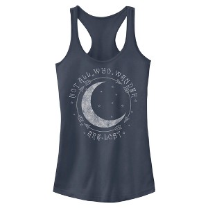 Junior's Lost Gods Crescent Moon Not All Who Wander Are Lost Racerback Tank Top - 1 of 4