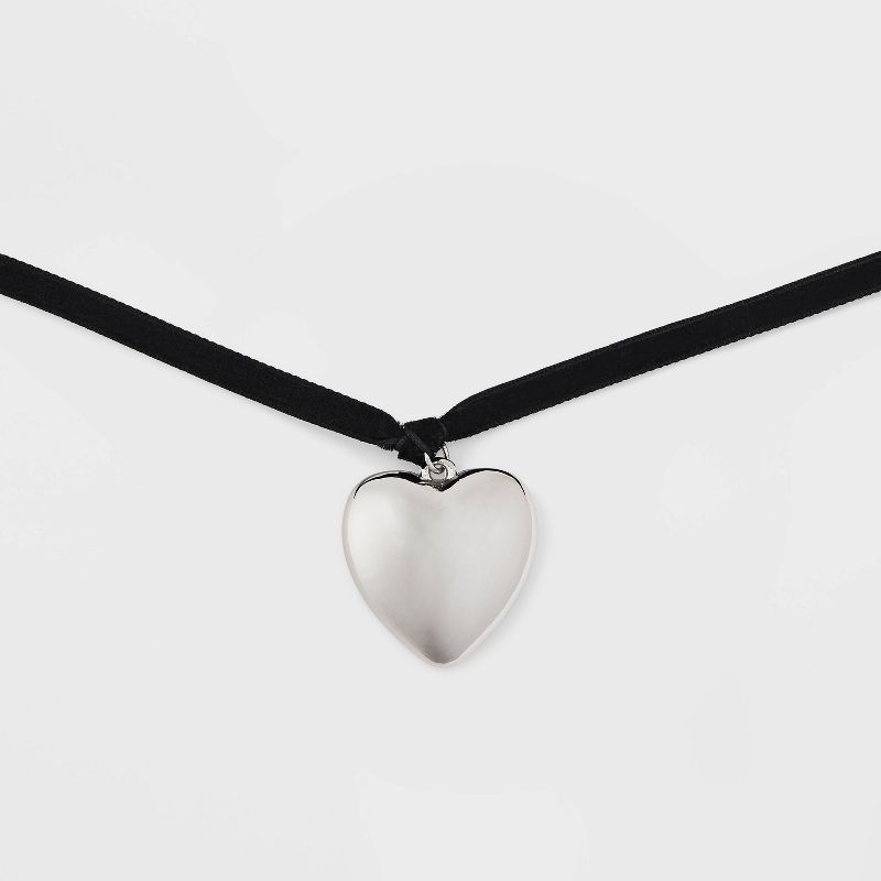 Puffy Heart Rope Choker Necklace - Wild Fable&#8482; Silver, 1 of 12