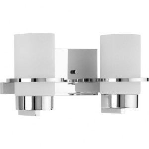 Progress Lighting Reiss 2-Light Vanity Light, Polished Chrome, White Glass Shade - 1 of 1