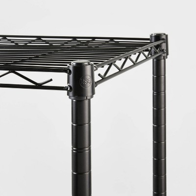 Adjustable Black 3-Tier Metal Wire Shelving Unit