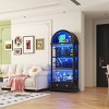 Vlsrka Display Cabinet with Glass Doors, Arched Curio Cabinet with Human Sensor Lights,Black - 2 of 4