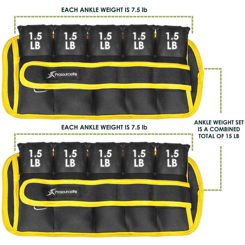 ProsourceFit Adjustable Ankle Weights, Set of 2, 2 of 7