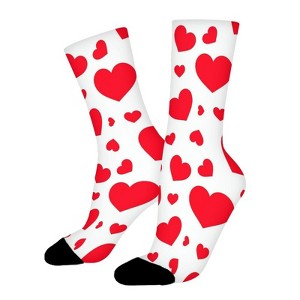 Scattered Heart Women Printed Crew Socks Funny Funky Socks Soft Polyester Novelty Gifts for Artists Men - 1 of 1