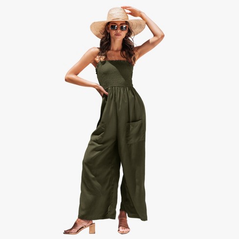  CUPSHE Women's V Neck Button Drawstring Jogger Romper Jumpsuit  Spaghetti Straps Outfit : Clothing, Shoes & Jewelry