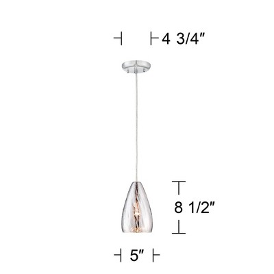 Chrome Mini Pendant with Crackle Glass Shade
