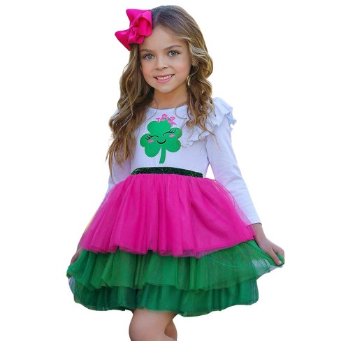 Cute As A Clover Shamrock Tiered Tutu Dress - Mia Belle Girls : Target