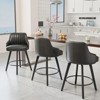 Thick Padded Cushion Wood Legs Modern Bar Stool With 360° Rotation - 3 of 4