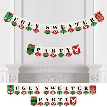 Big Dot of Happiness Ugly Sweater - Holiday and Christmas Party Bunting Banner - Party Decorations - Ugly Sweater Party