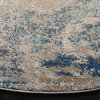 Safavieh Madison Blue and Grey Round Synthetic Area Rug