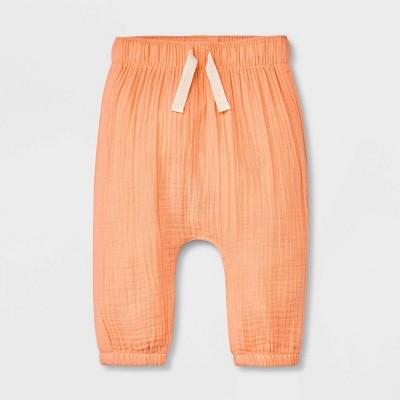 Image of Baby Gauze Jogger Pants - Cat & Jack™ Peach Orange 0-3M