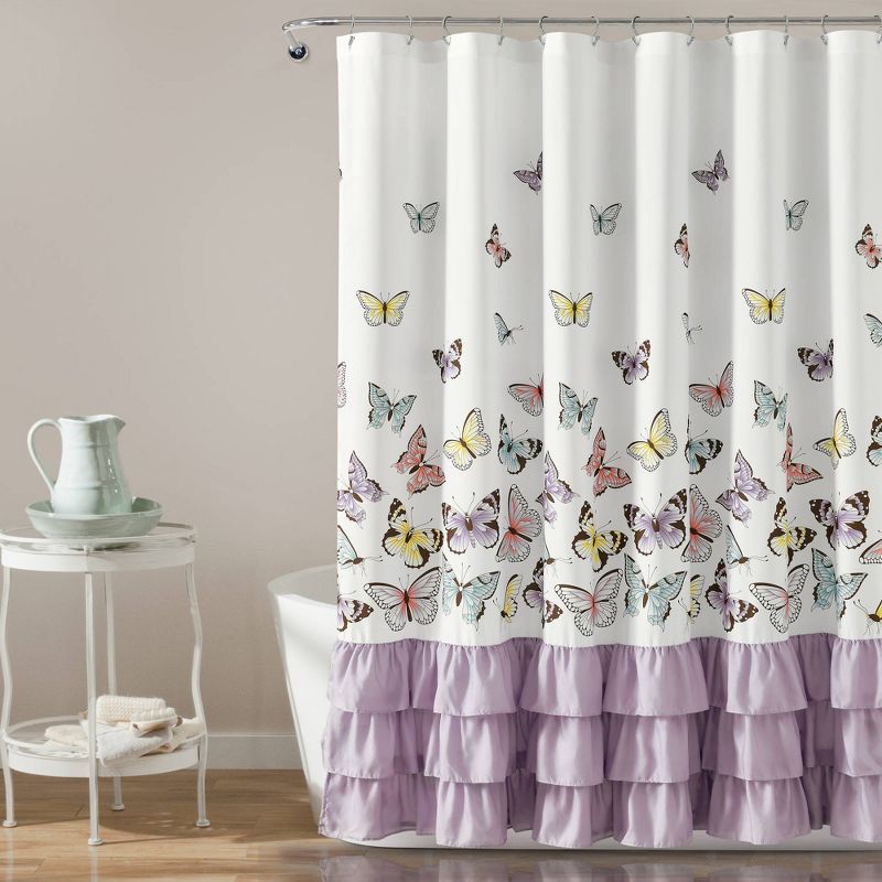 Kids' Flutter Butterfly Shower Curtain - Lush Décor, 1 of 9