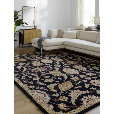 Hauteloom Blomkest Black&Yellow Traditional Wool Carpet