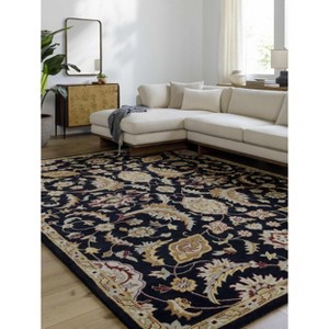 Hauteloom Blomkest Black&Yellow Traditional Wool Carpet - 1 of 4