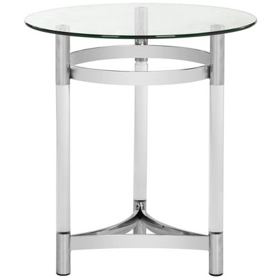 Letty Round Acrylic End Table - Silver - Safavieh.