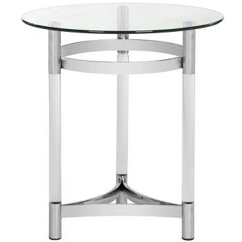 Letty Round Acrylic End Table - Silver - Safavieh.