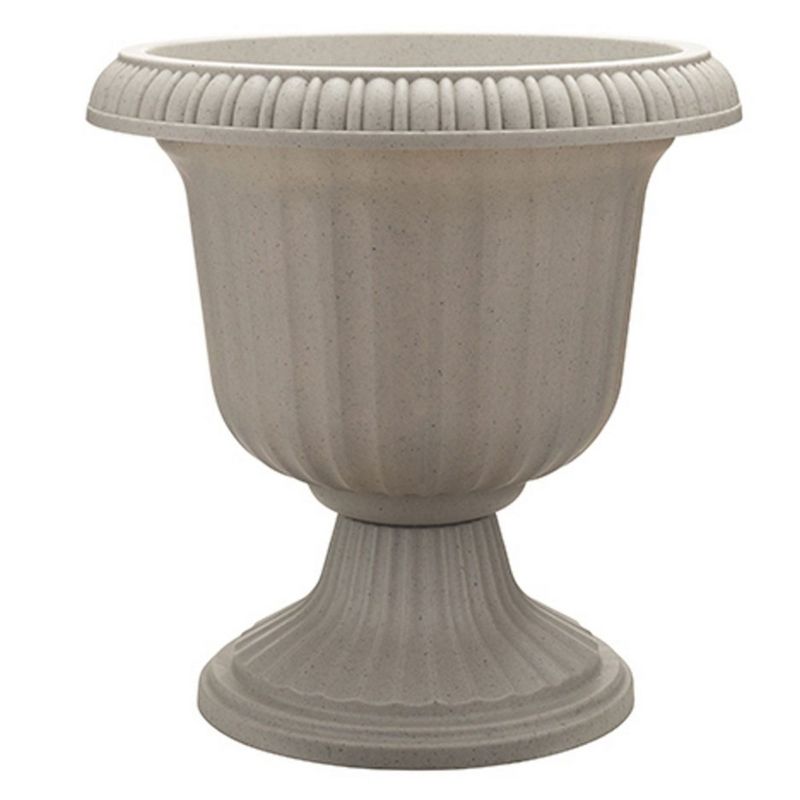 Southern Patio Large 14 Inch Outdoor Home Lightweight Resin Utopian Urn Flower Planter Pot for Entryways and Backyard Patios, Stone, 1 of 6