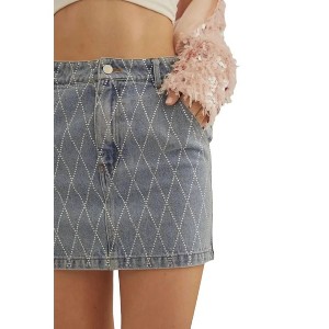 Women's Rhinestone Studded Denim Skirt - Idem Ditto - 1 of 3